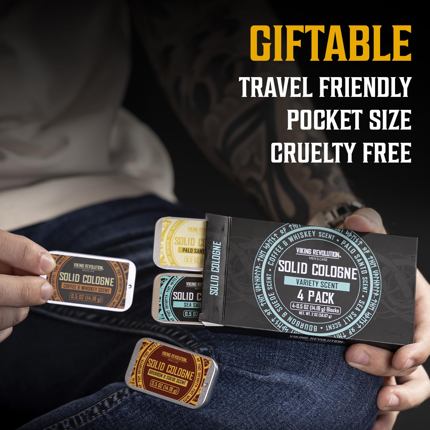 Viking Revolution Bourbon and Suede tin delivers warm, evenings-friendly scent.