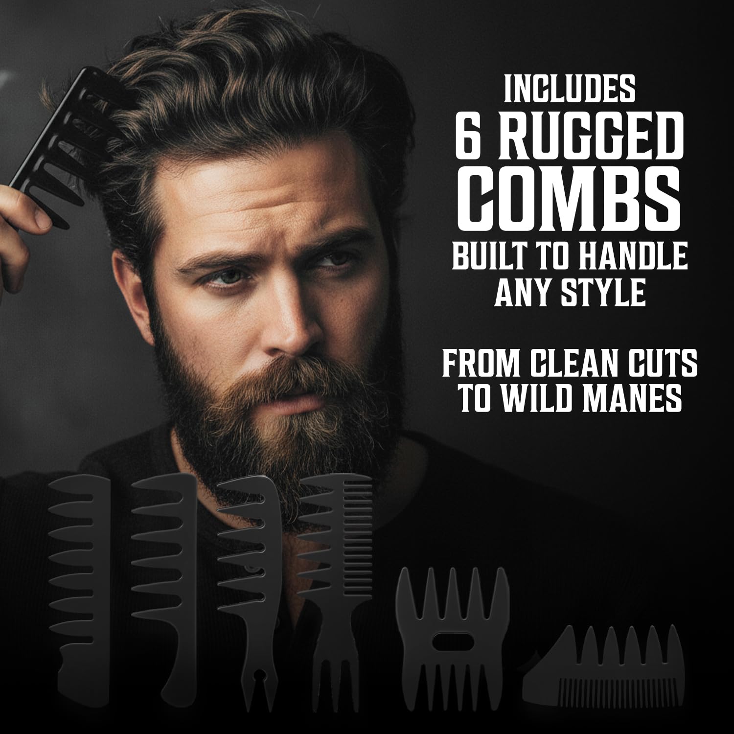 Viking Revolution comb set six pieces for versatile grooming.