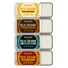 Viking Revolution solid cologne gift set with four scent tins.