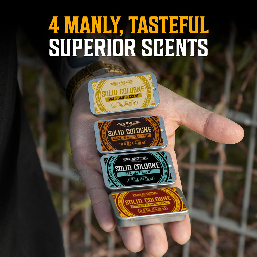 Viking Revolution travel-size tins are pocket-friendly and spill-proof for on-the-go use.