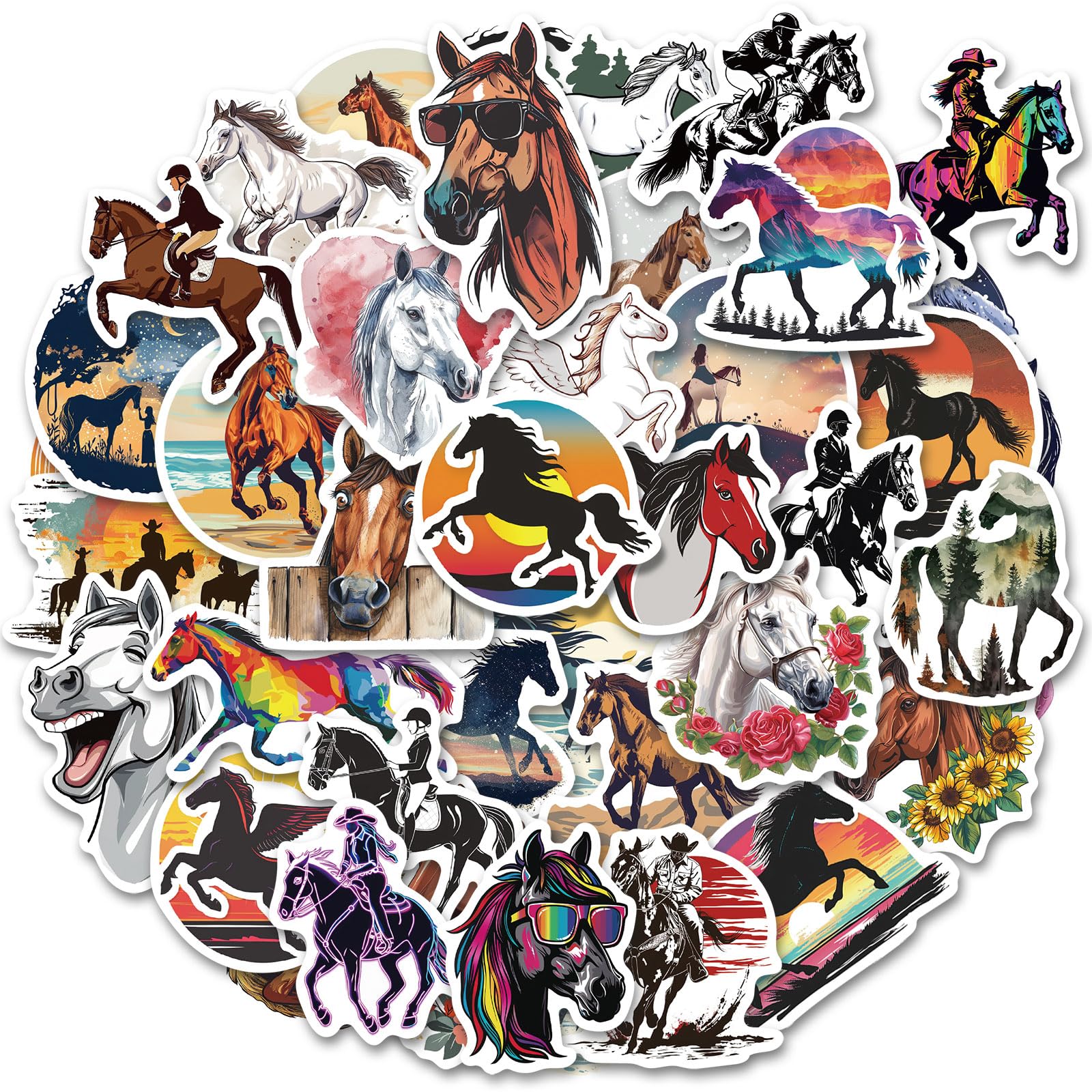 ViKiVi horse stickers with assorted scenes ideal for kids crafts and school projects.