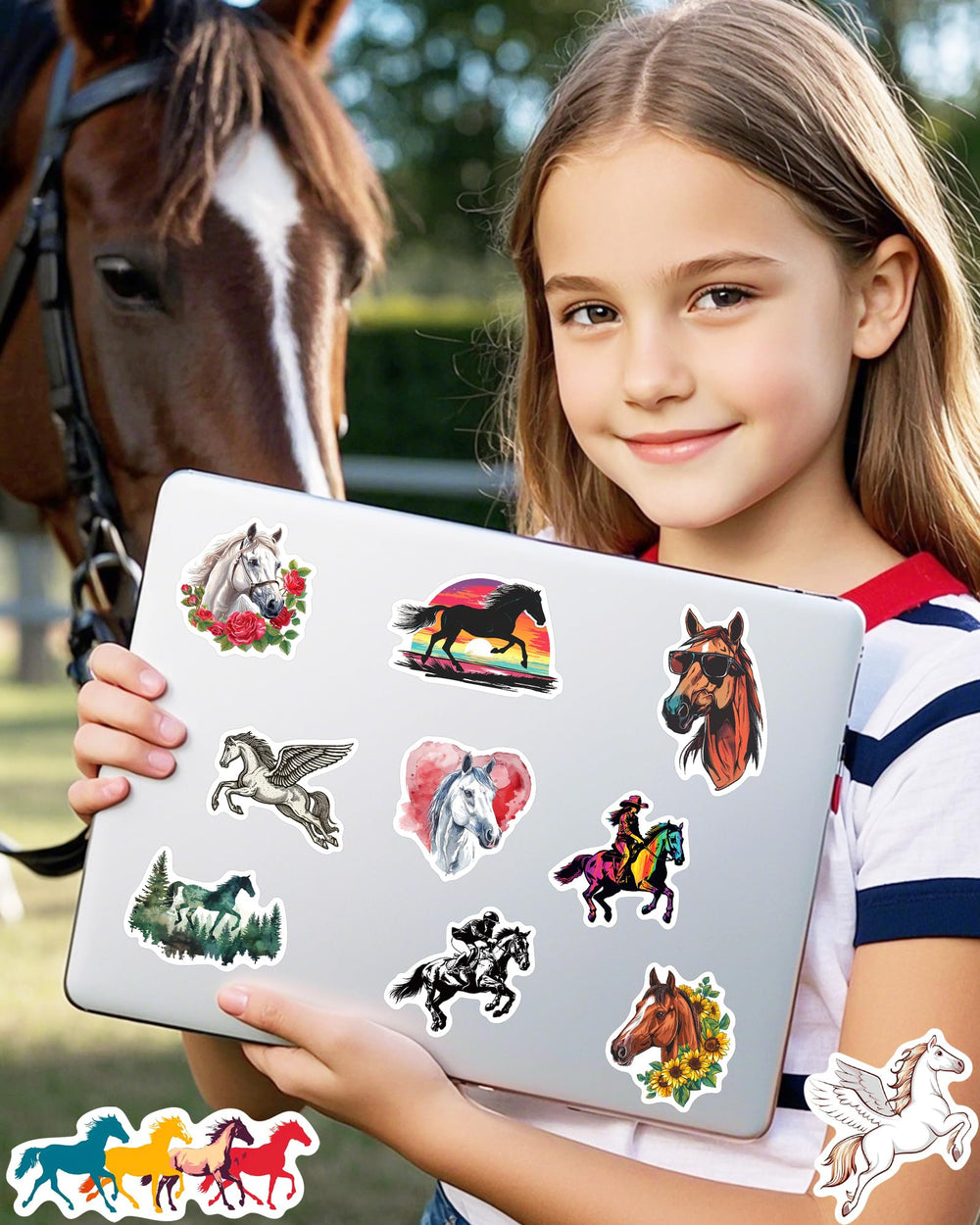 ViKiVi waterproof horse stickers for bottles and laptops resist moisture during daily use.