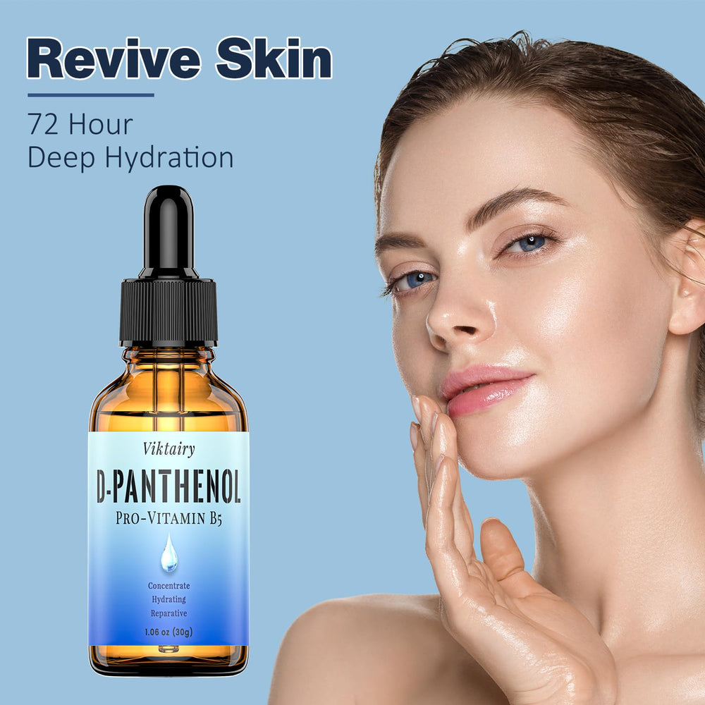 Viktairy D-Panthenol Liquid bottle closeup highlights concentrated pro-vitamin for skin and hair care