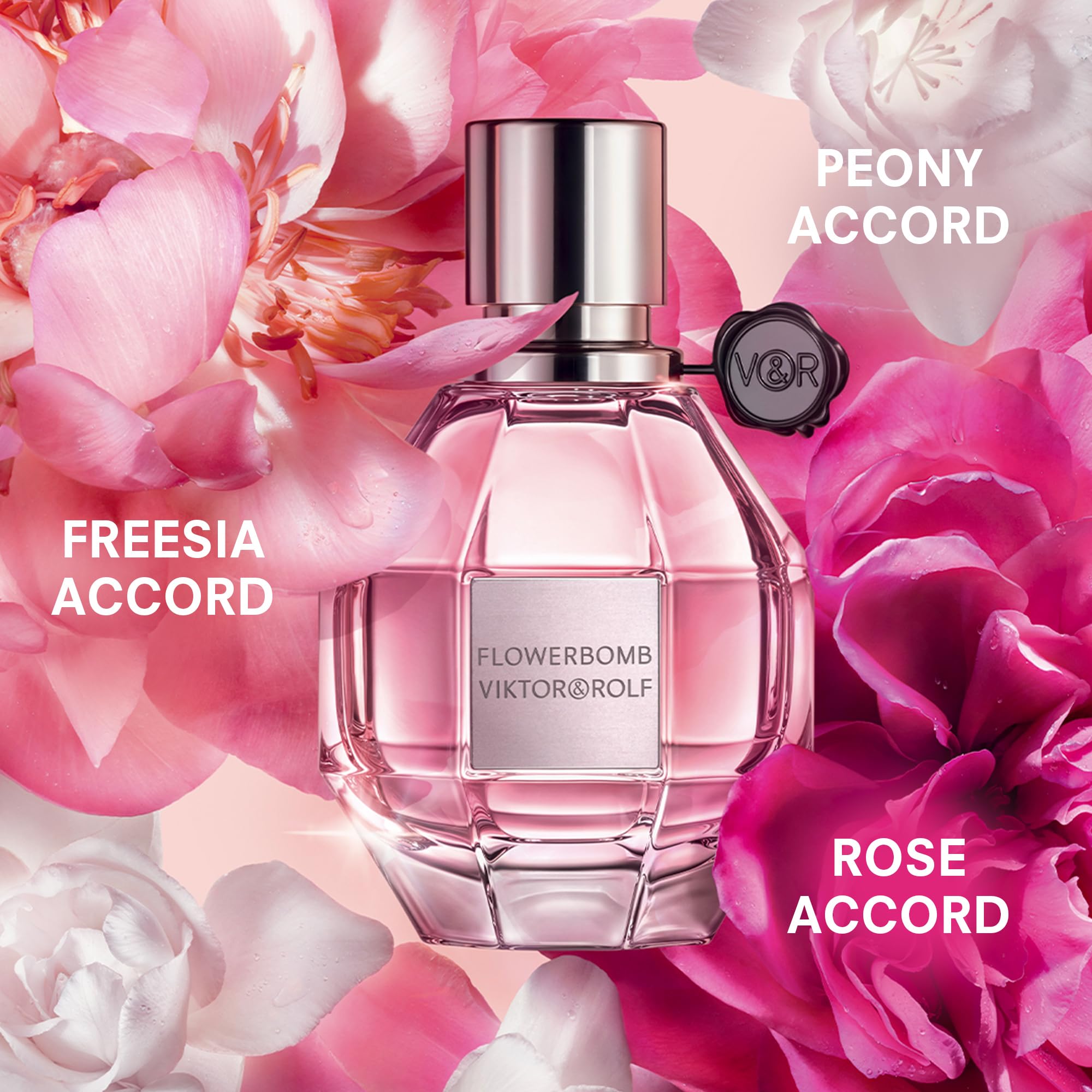 Viktor&Rolf Flowerbomb close-up highlighting the bottle and perfume clarity.