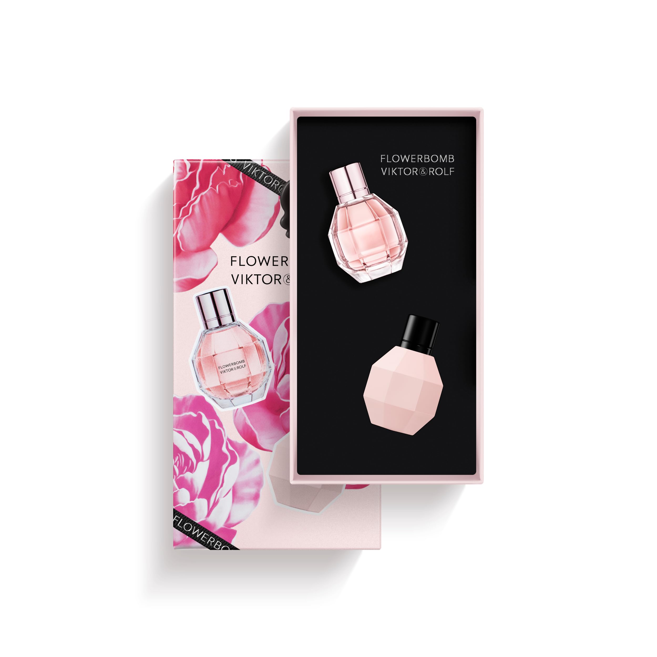 Viktor&Rolf Flowerbomb travel case open showing the compact duo