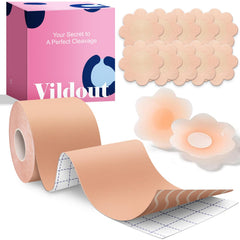 Vildout Boob Tape Kit roll demonstrates lift for backless looks.