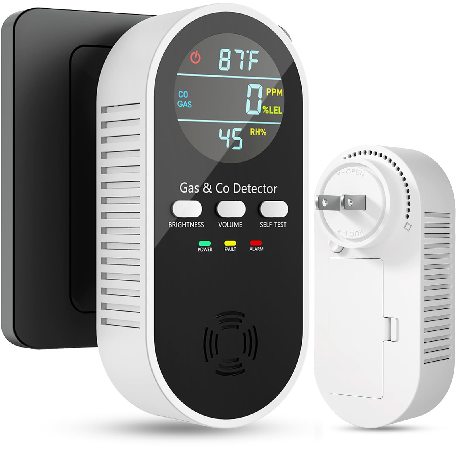 Vilfet 5-in-1 CO detector front view with HD display showing real-time readings