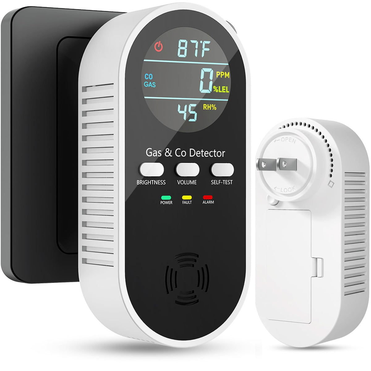 Vilfet 5-in-1 CO detector front view with HD display showing real-time readings