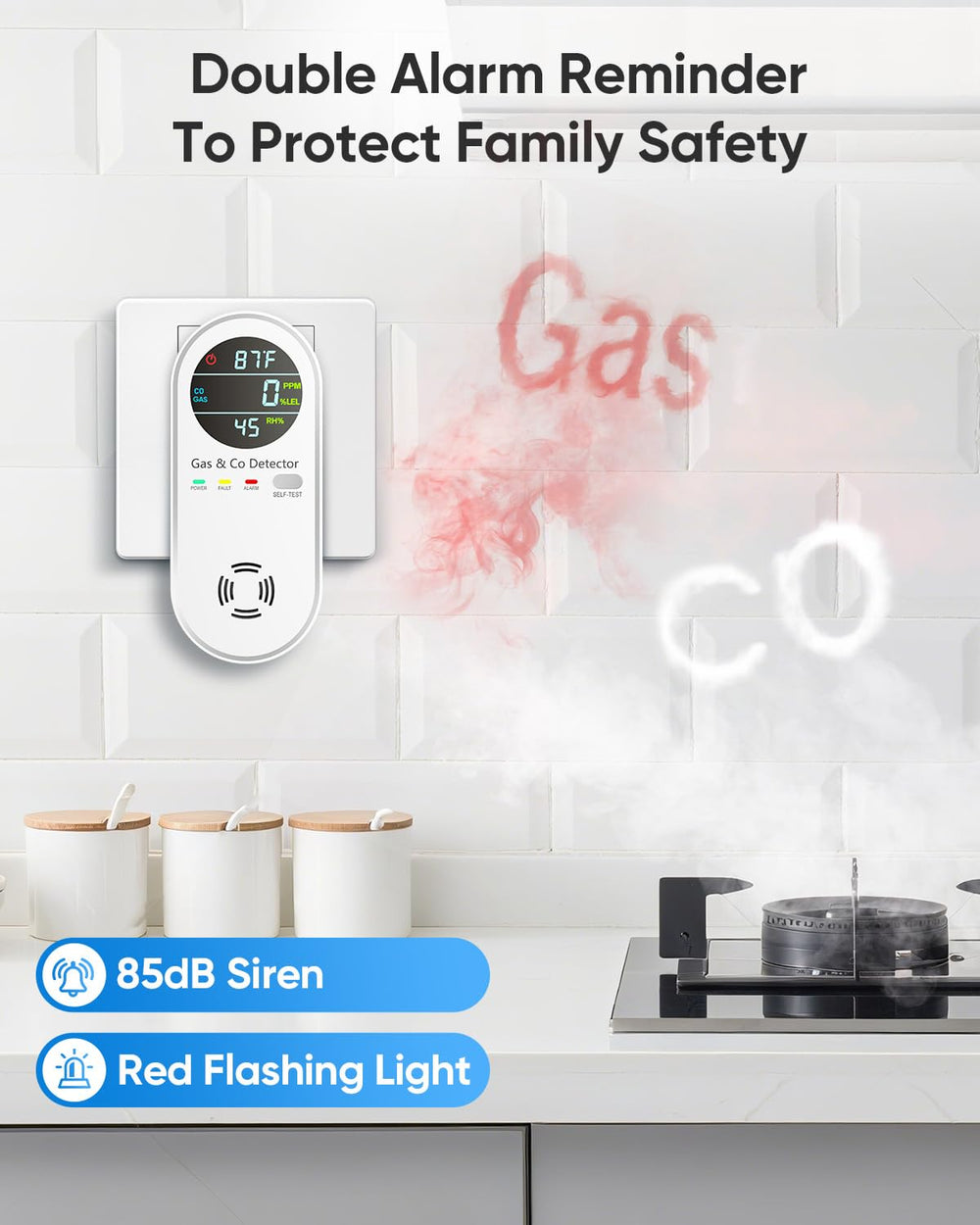 Vilfet dual alarm system with loud siren and flashing red light