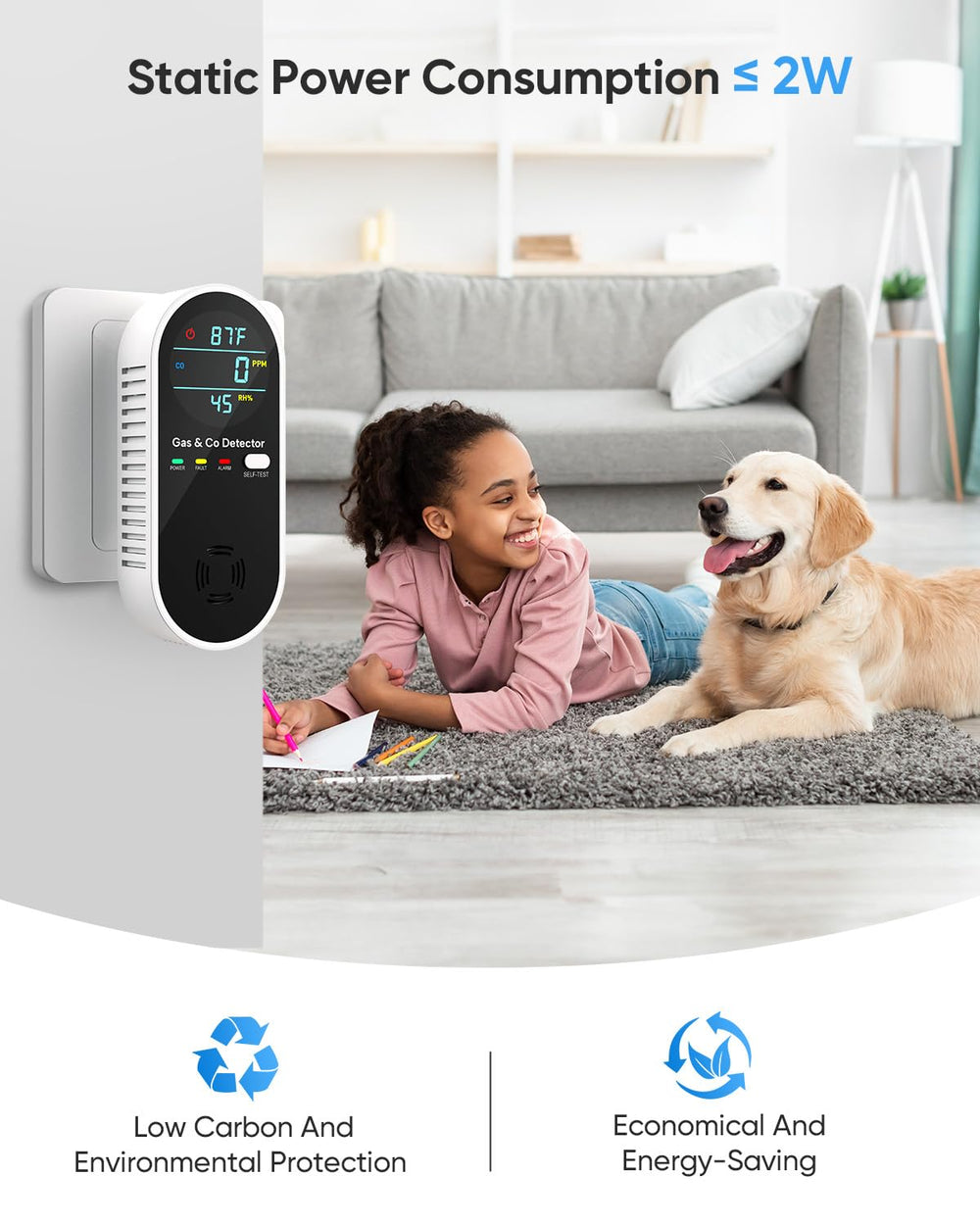 Vilfet LCD display shows real-time CO and gas readings.