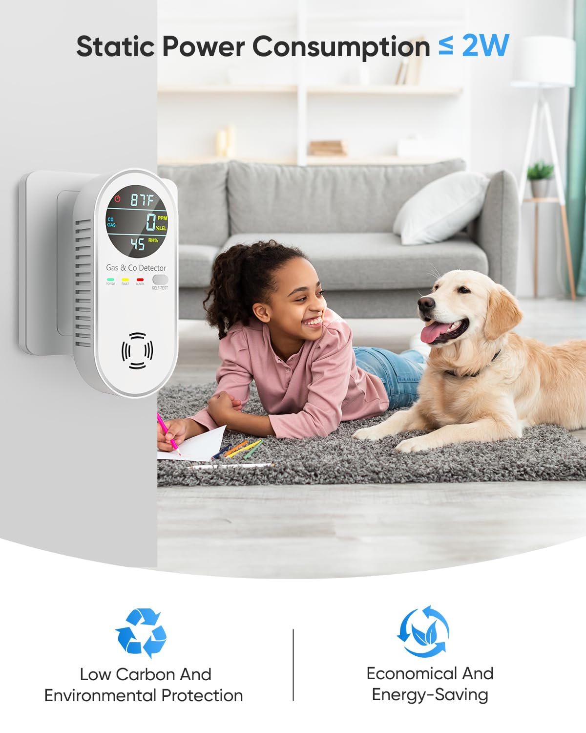 Vilfet plug-in detector mounted near outlet for convenient protection