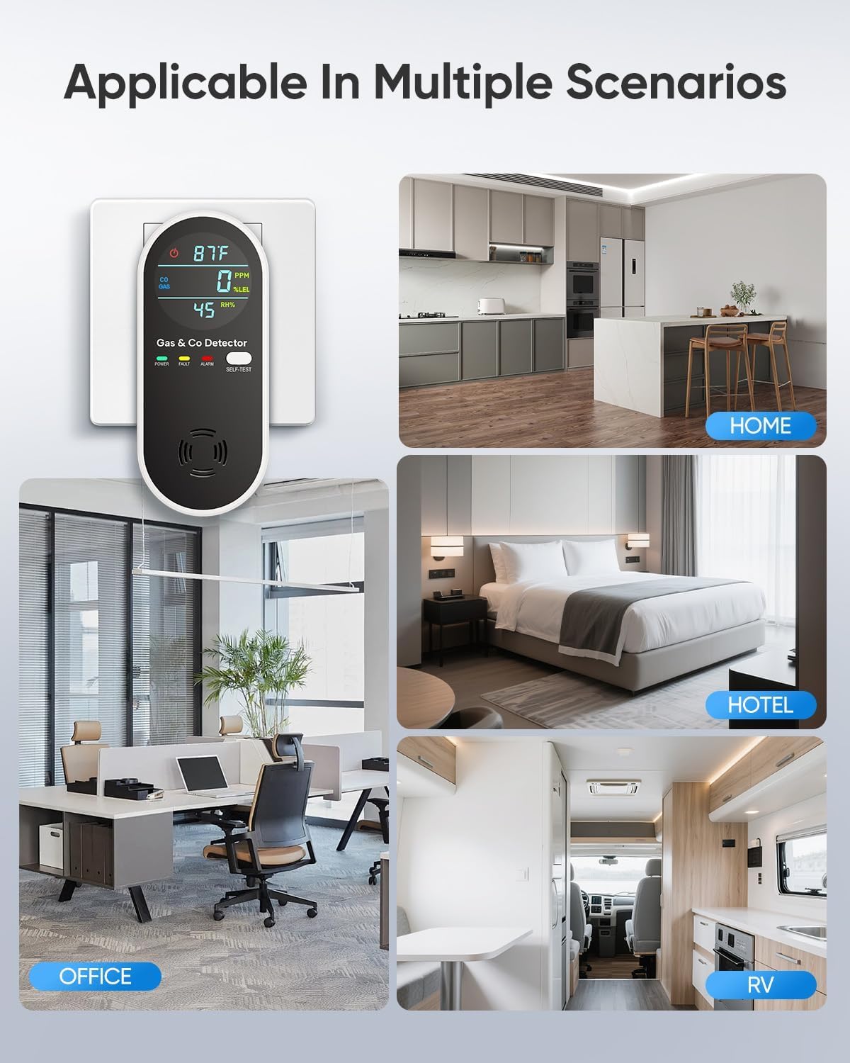 Vilfet test button enables quick alarm verification.