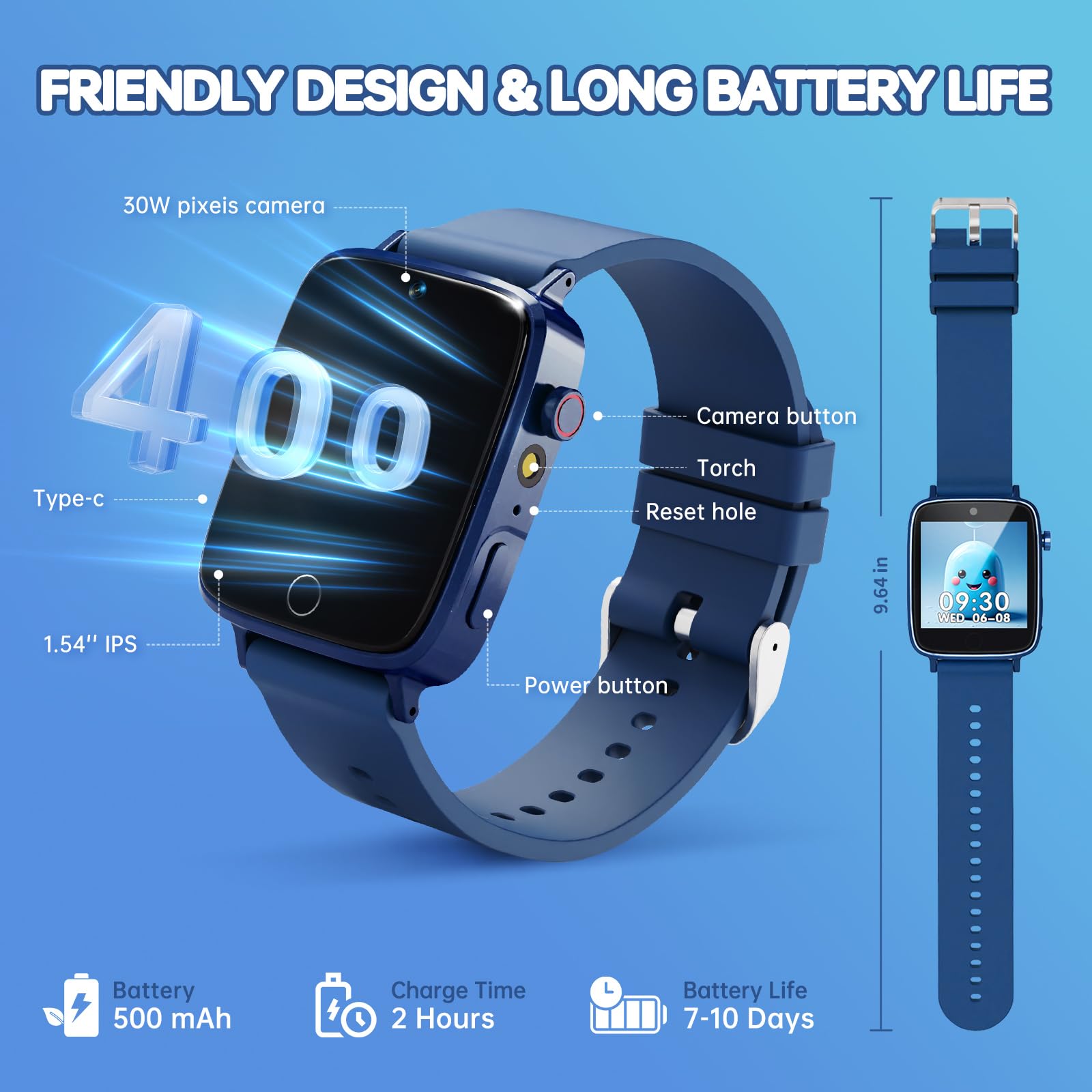 Vilicert smart watch long battery life for all-day adventures