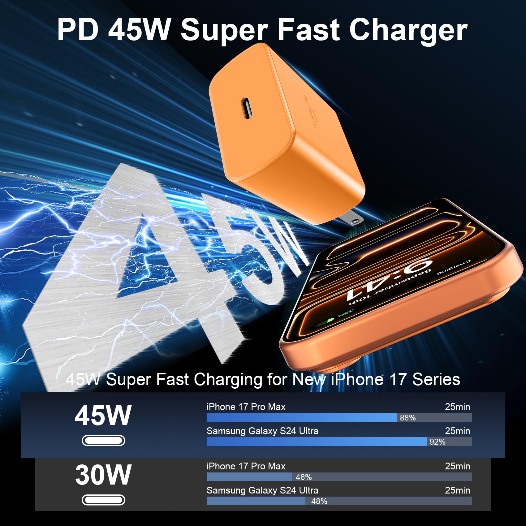 Vilive 10ft Type-C to C cable extends reach for comfortable charging.