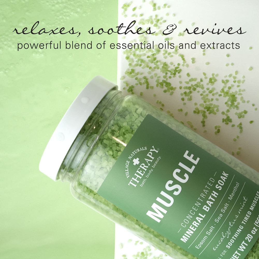 Foamy bath with Village Naturals Therapy eucalyptus mint soak.