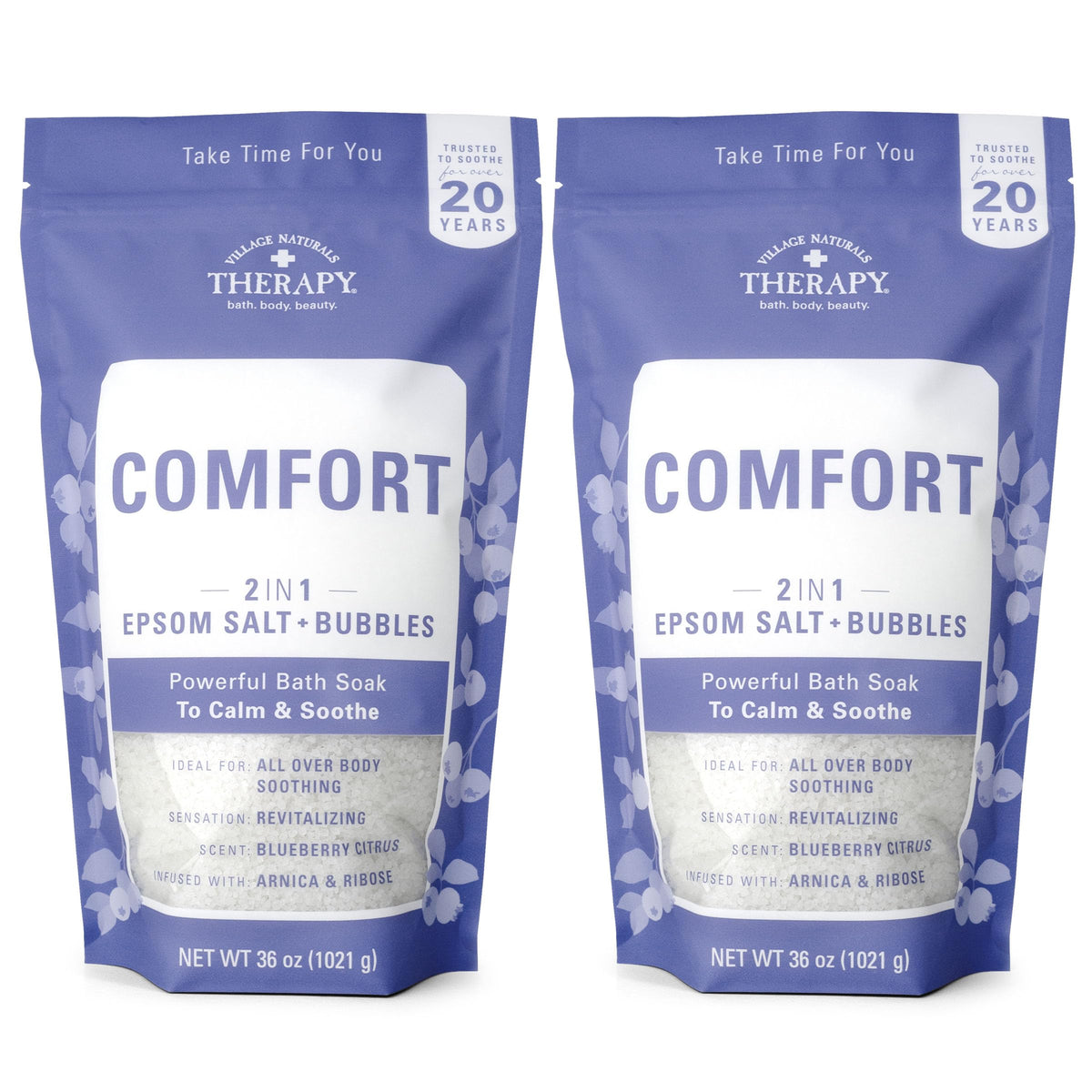 Village Naturals Therapy Comfort Foaming Bath Soak, bubbles in tub, promotes relaxation