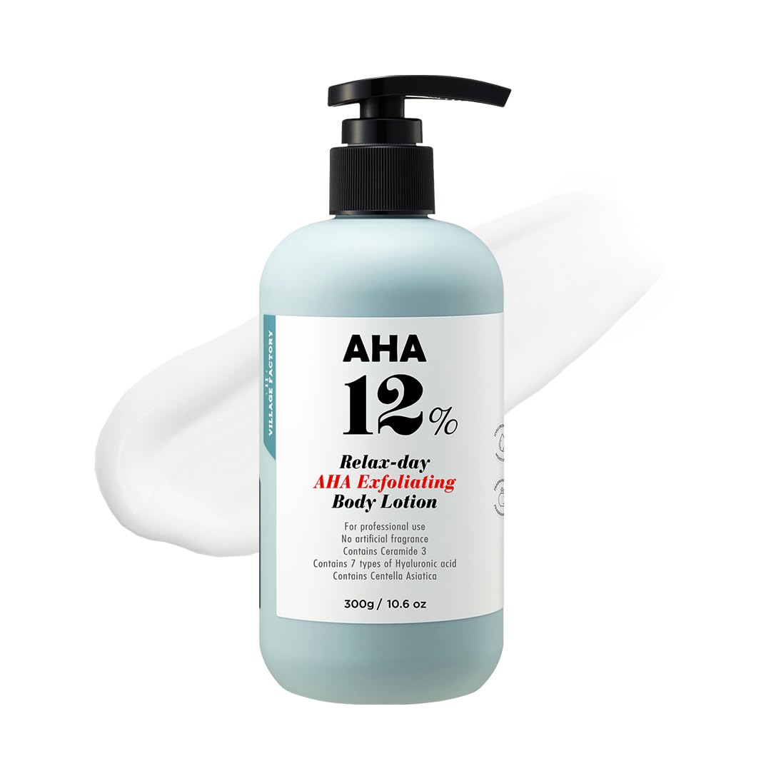 VILLAGE11FACTORY AHA 12% body lotion pump for smooth, renewed skin