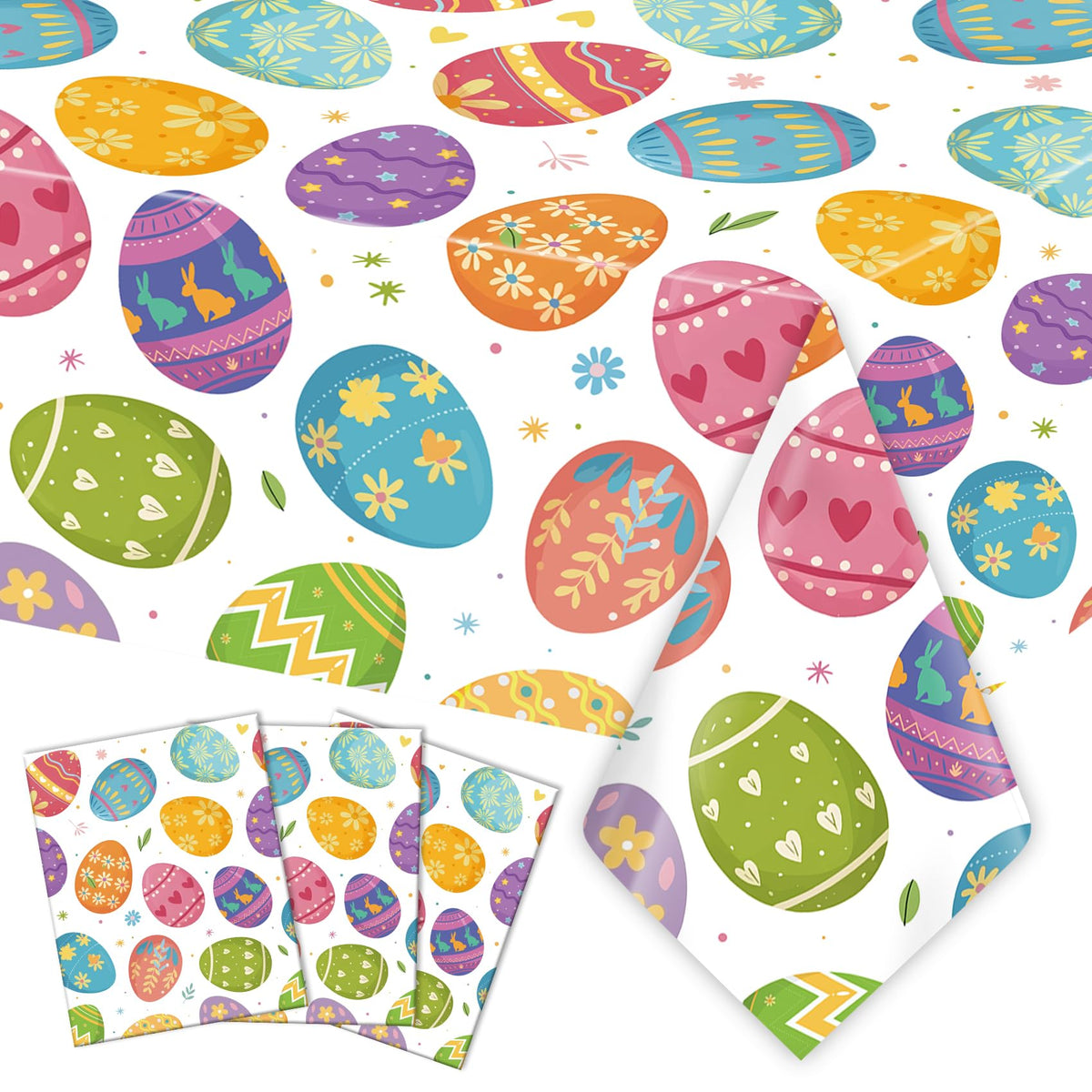 Vilnadu Easter tablecloth 3-pack protects surfaces during festive meals.