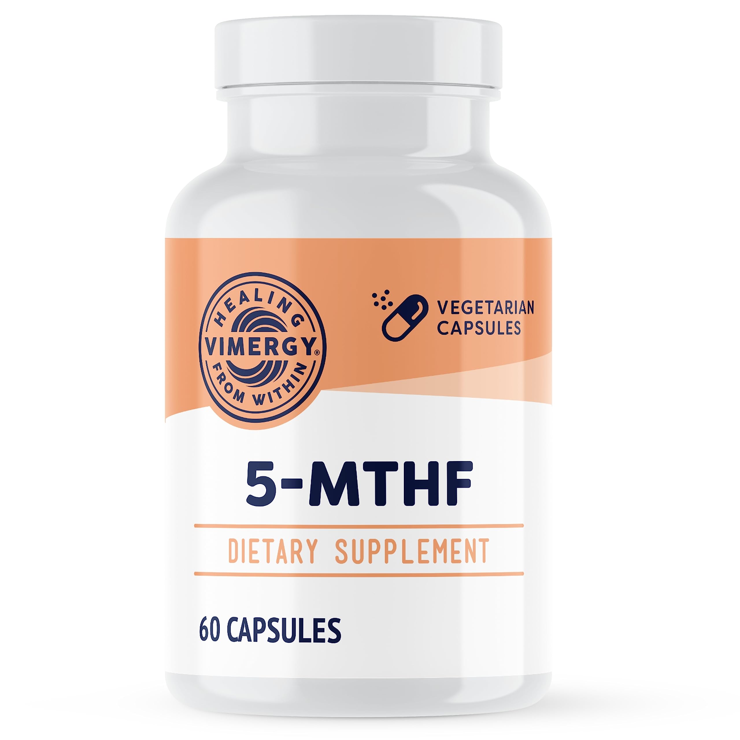 Vimergy 5-MTHF capsules in bottle front for daily energy support