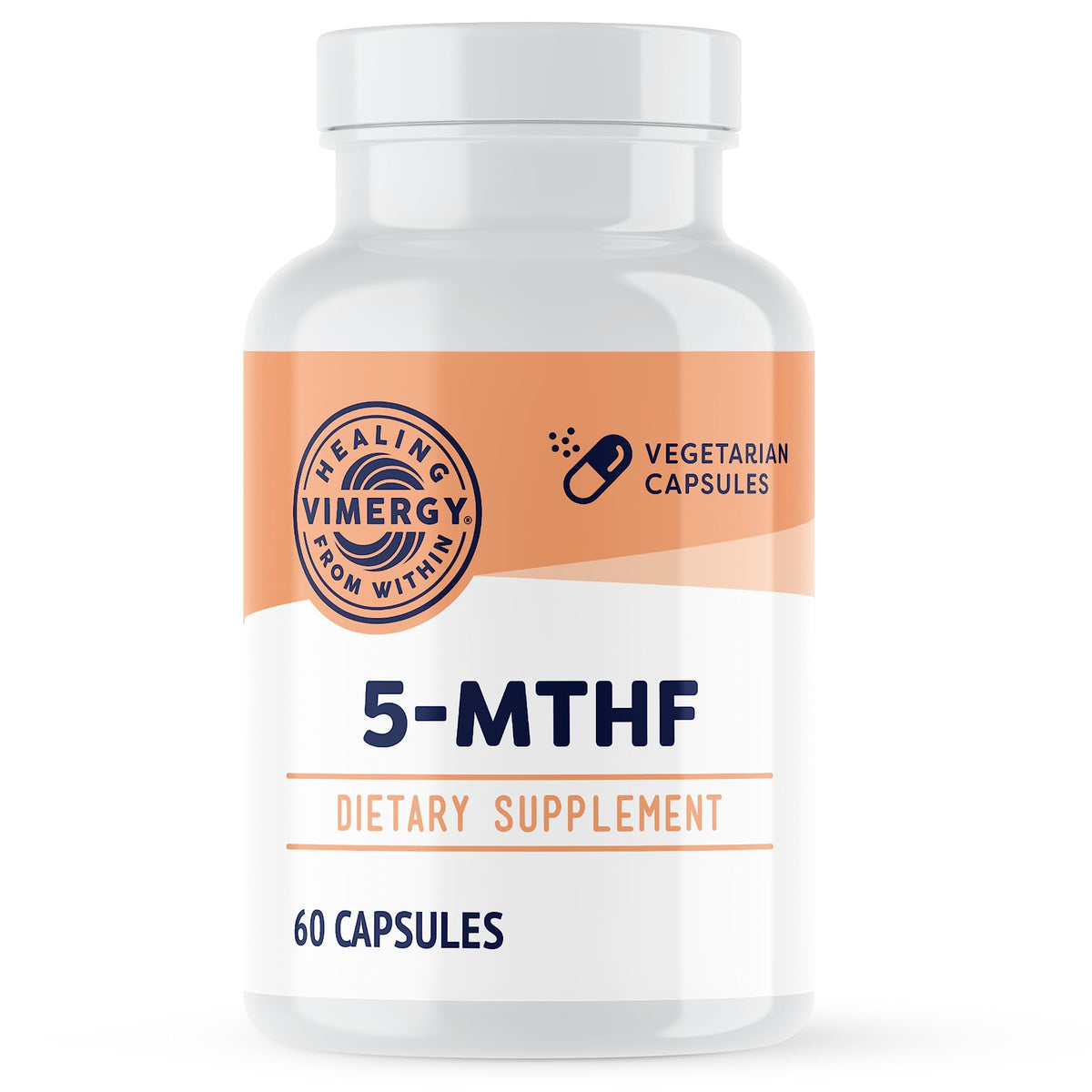 Vimergy 5-MTHF capsules in bottle front for daily energy support