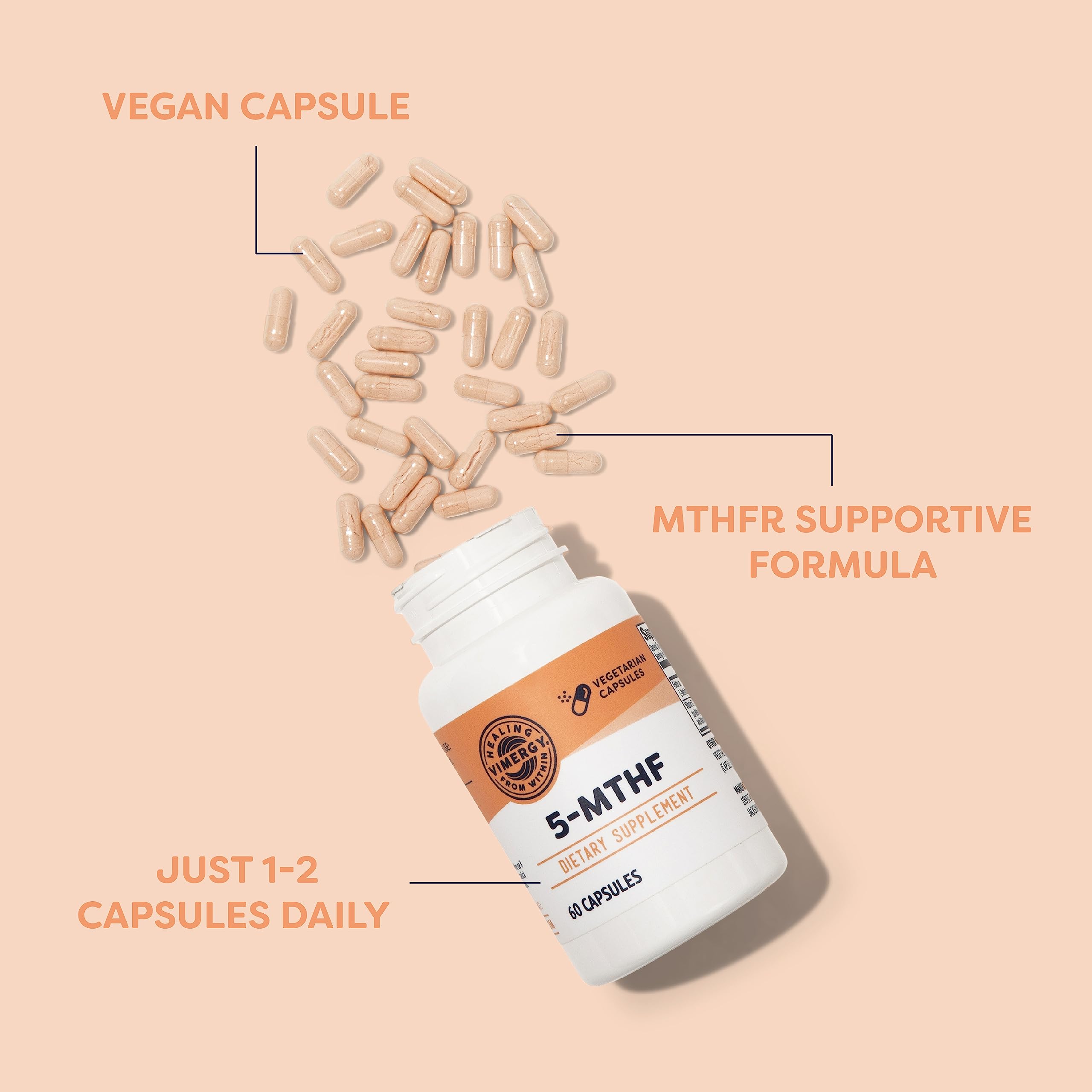 Vimergy label details highlighting vegan, non-GMO, clean capsule formula