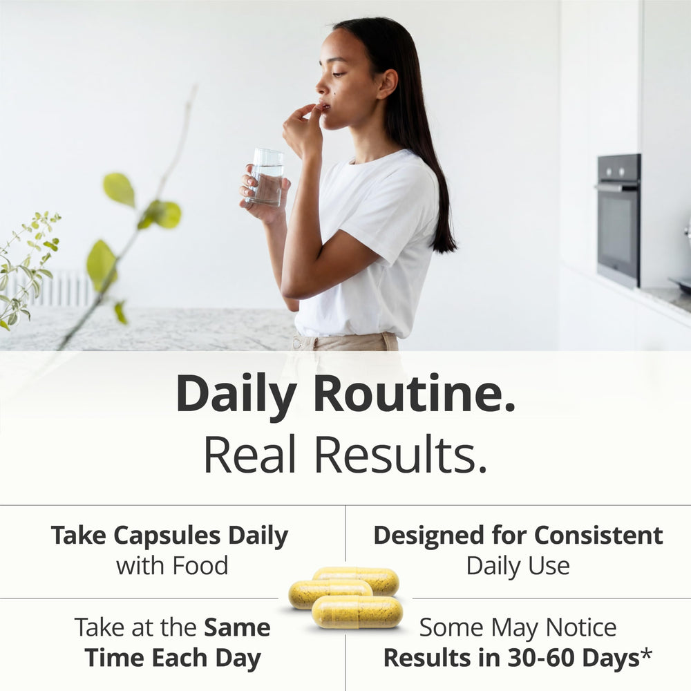90-capsule bottle displayed on a clean countertop for daily use.