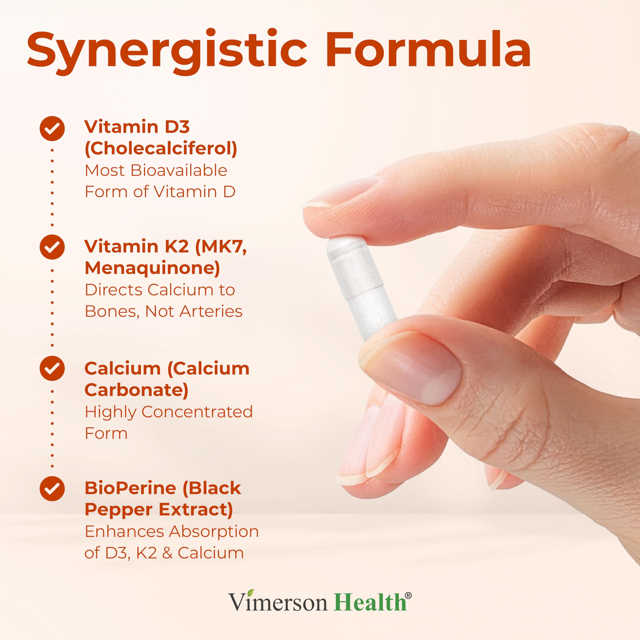 Vimerson Health bone health graphic illustrating calcium synergy.