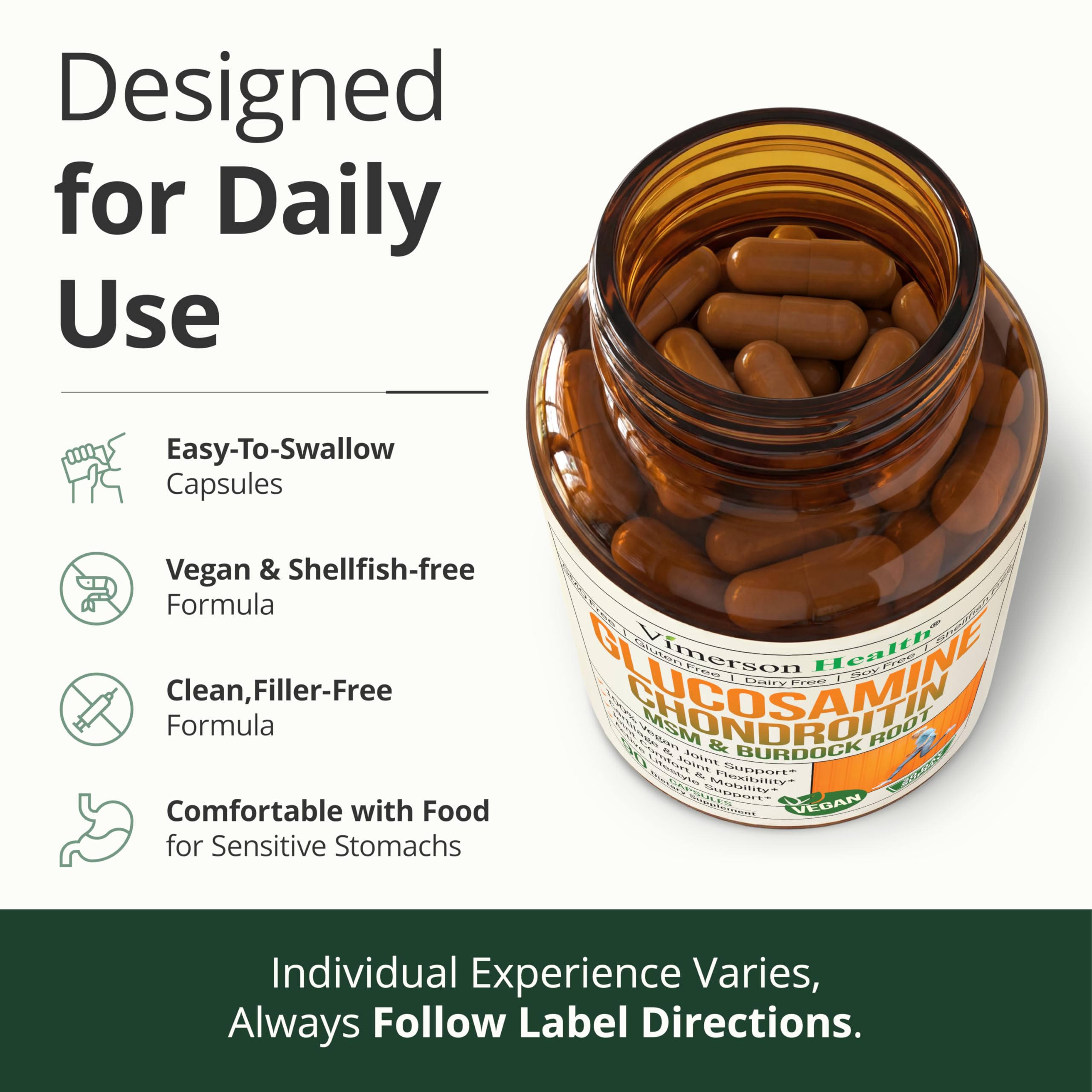 Cartilage health concept with Vimerson Health packaging and label.