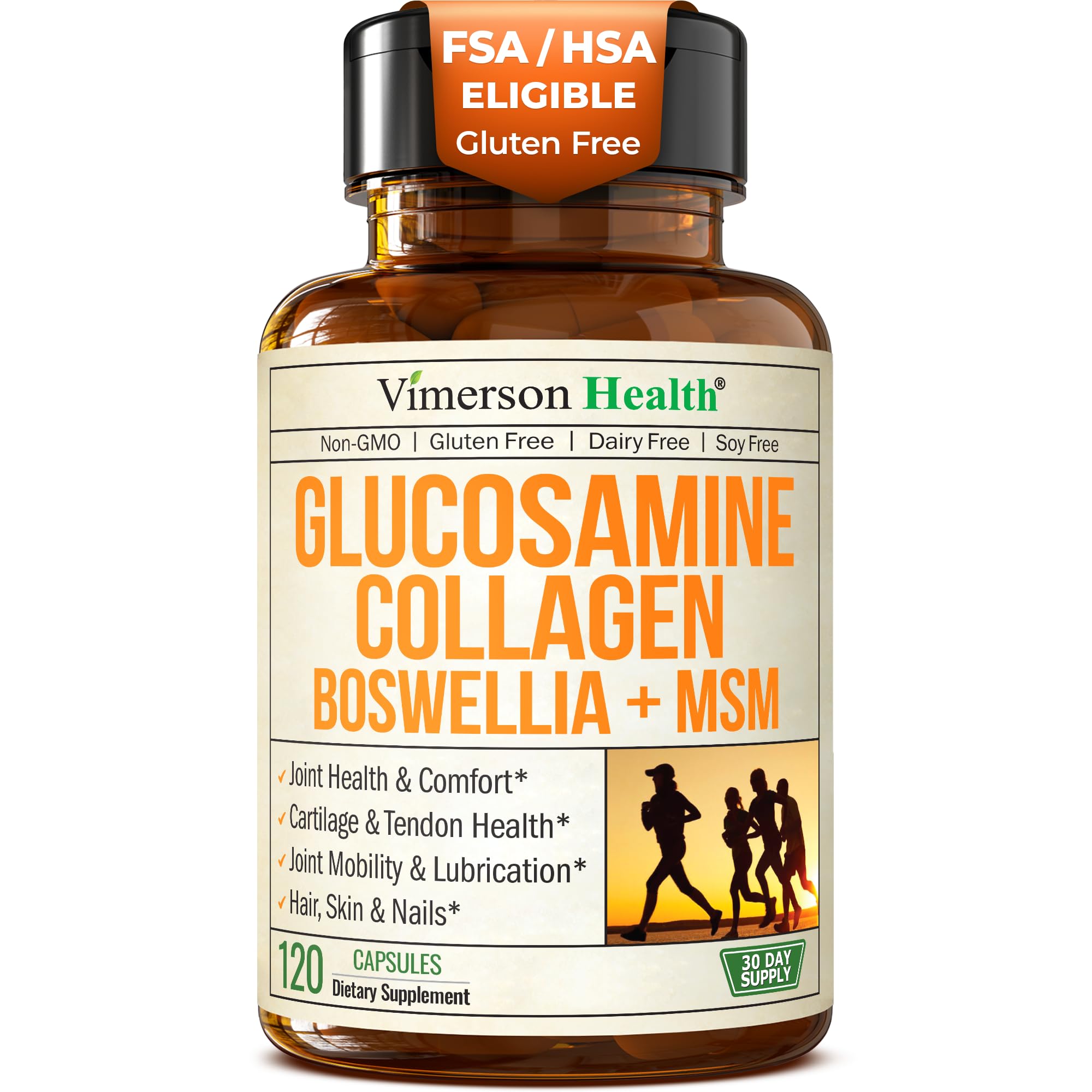 Vimerson Health glucosamine-chondroitin-msm bottle front for daily joint support