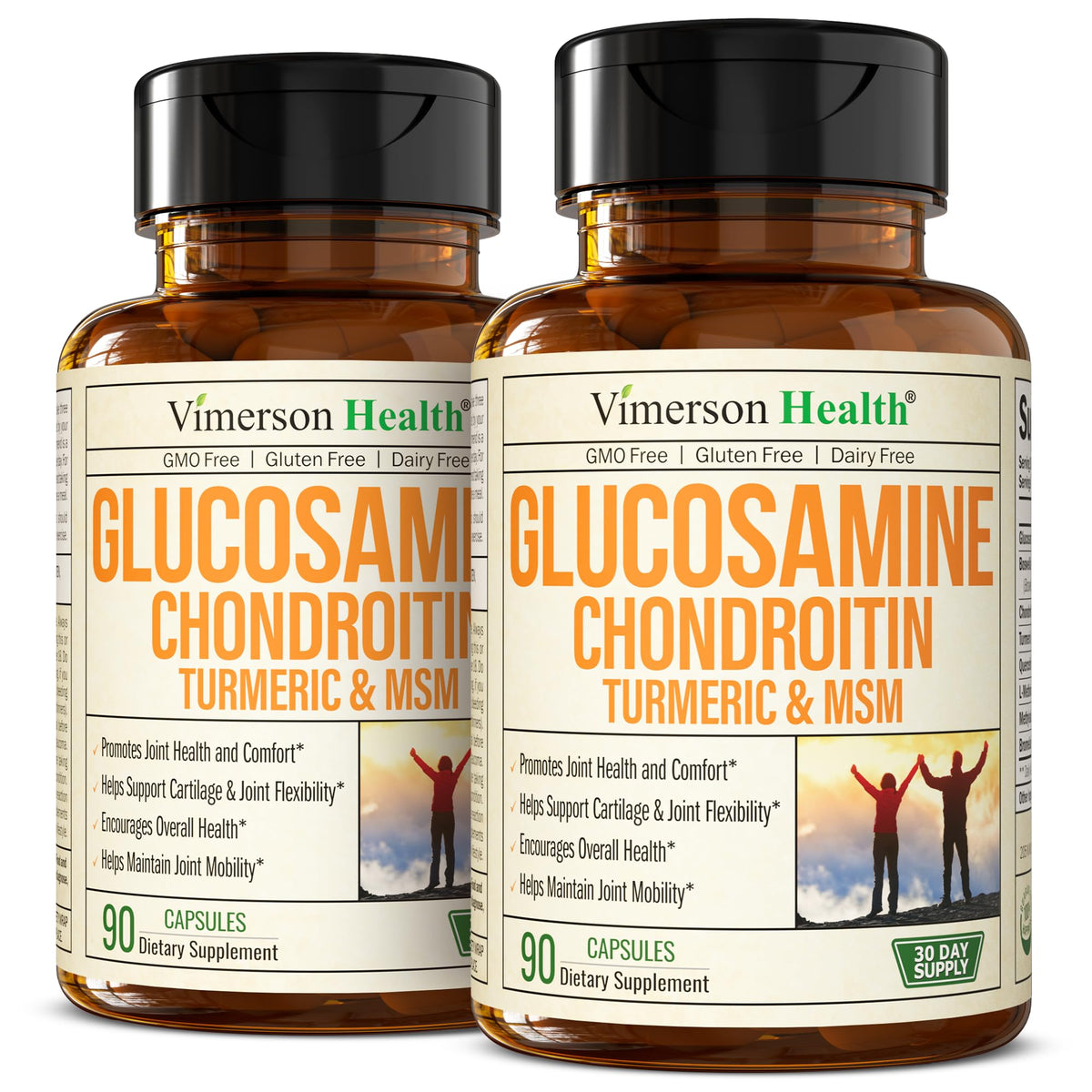 Vimerson Health Glucosamine Chondroitin MSM bottle front shows joint support formula