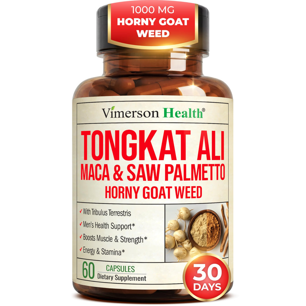 Vimerson Health Horny Goat Weed bottle front for daily energy and drive
