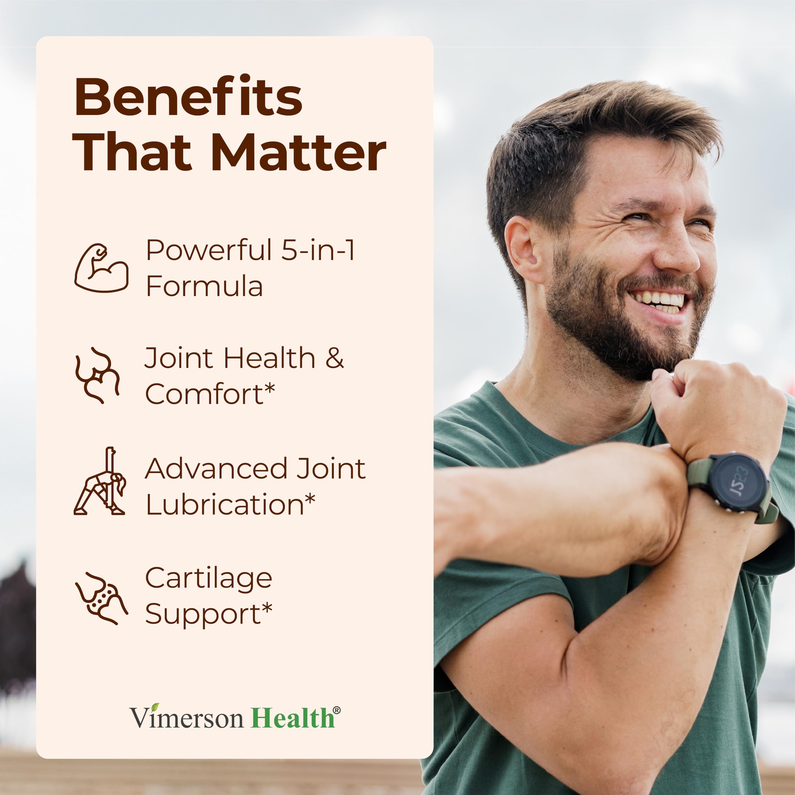 Vimerson Health Joint Support capsules close-up showing easy daily use.