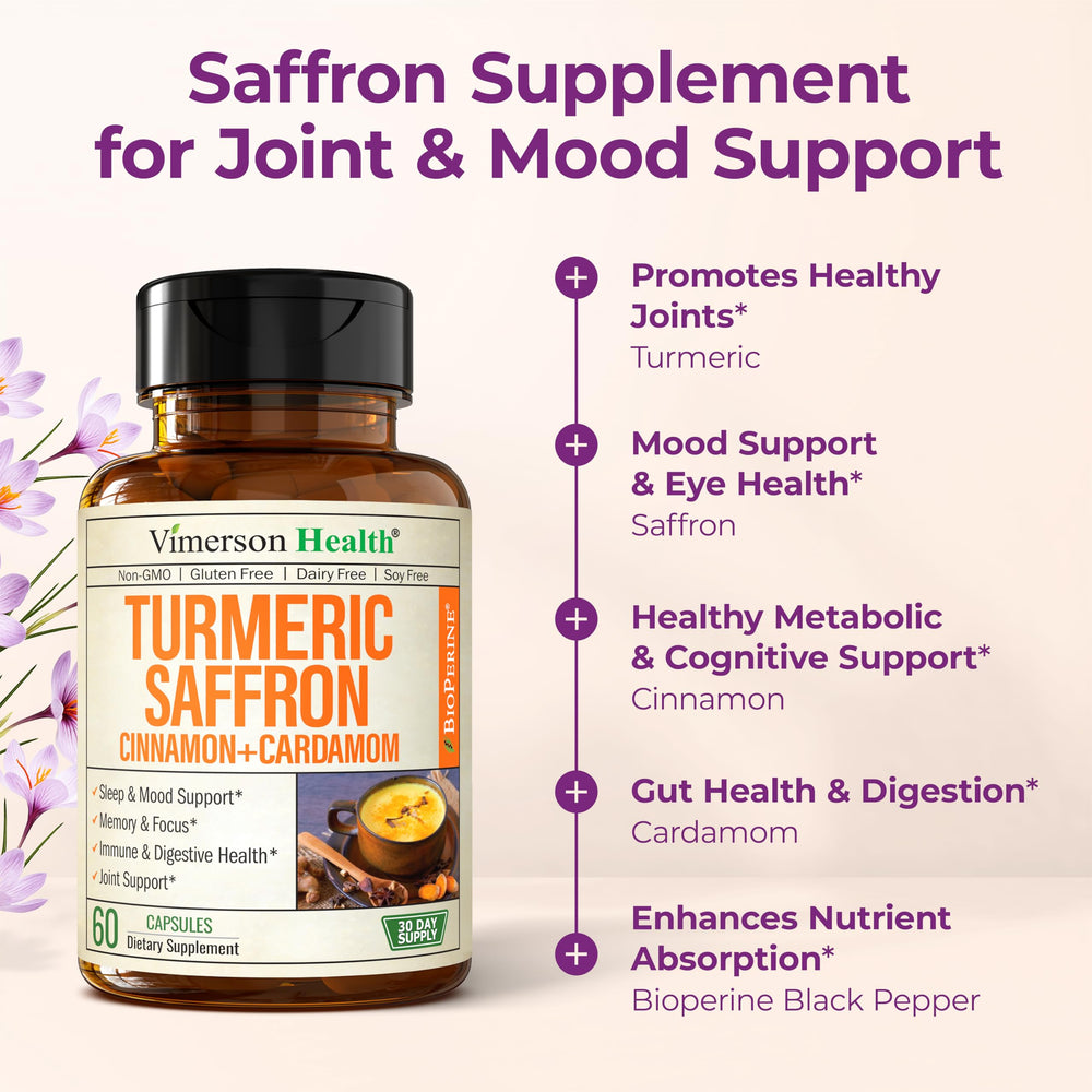 Vimerson Health mood-support capsules visible for daily emotional balance.