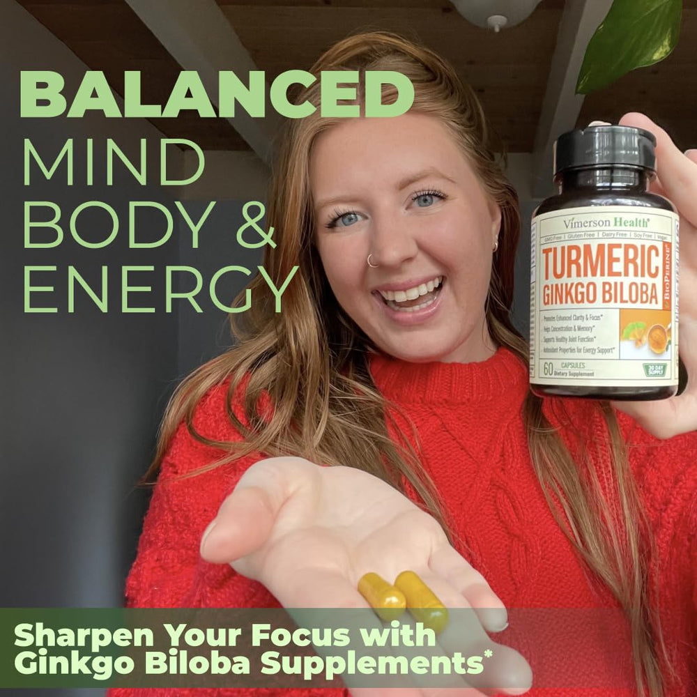 Vimerson Health organic turmeric ginkgo blend capsules: potential brain and joint support.