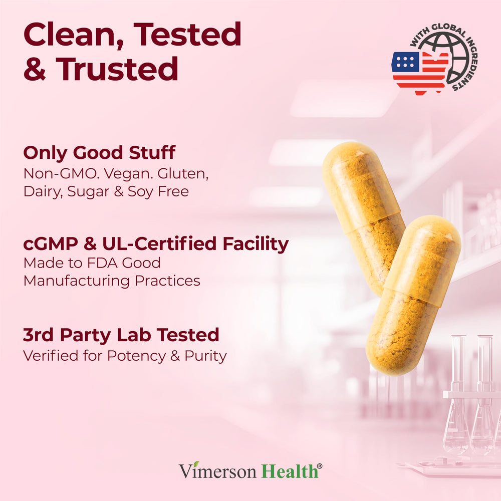 Vimerson Health Tart Cherry Capsules turmeric extract detail signals potency and balance.