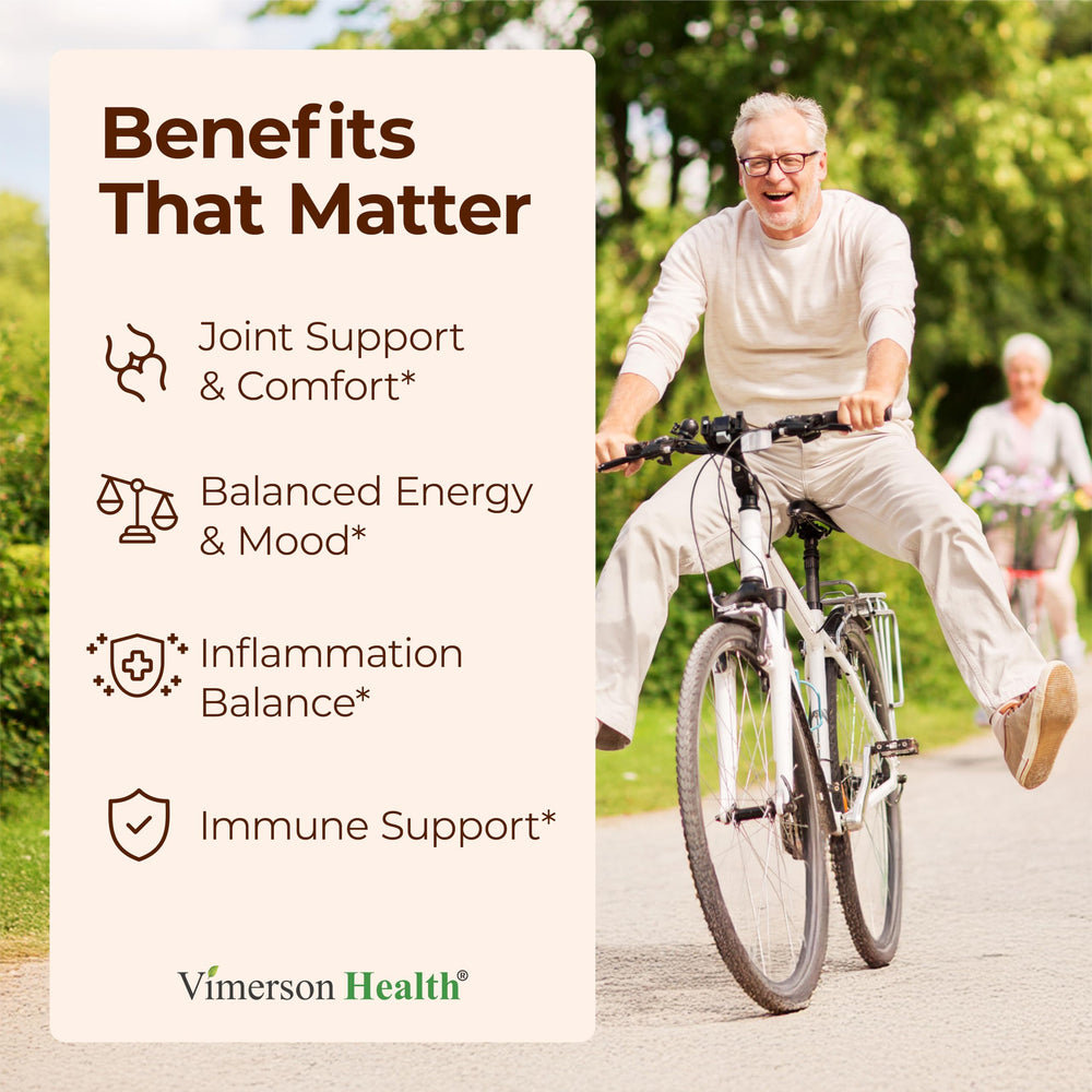 Vimerson Health turmeric with 95% curcuminoids in capsule view for joint comfort.