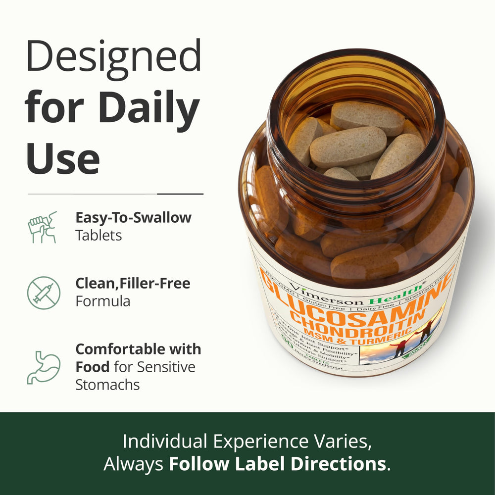 Vimerson Health bottle beside turmeric and boswellia imagery indicating anti-inflammatory support.