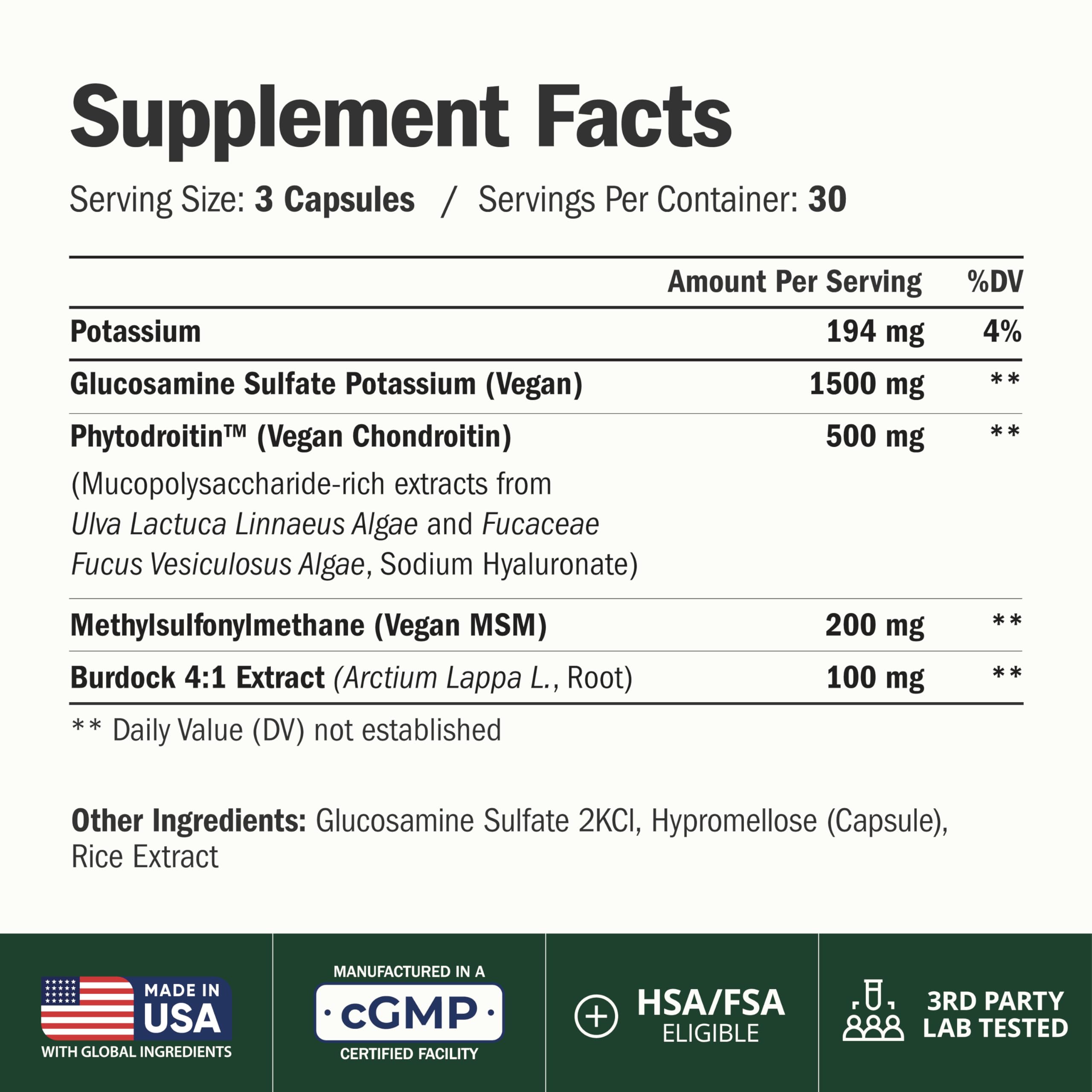 Vimerson Health vegan glucosamine tablets highlighting plant-based joint care.