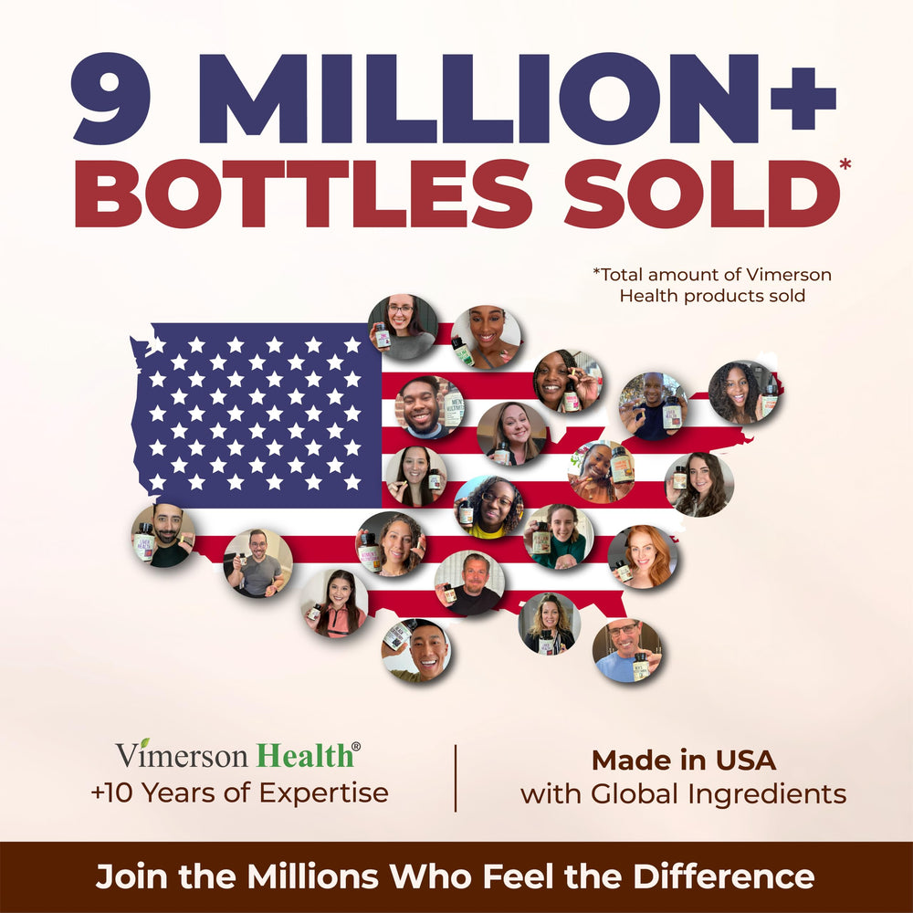 Vimerson Health vegetarian non-GMO bottle free from common allergens.