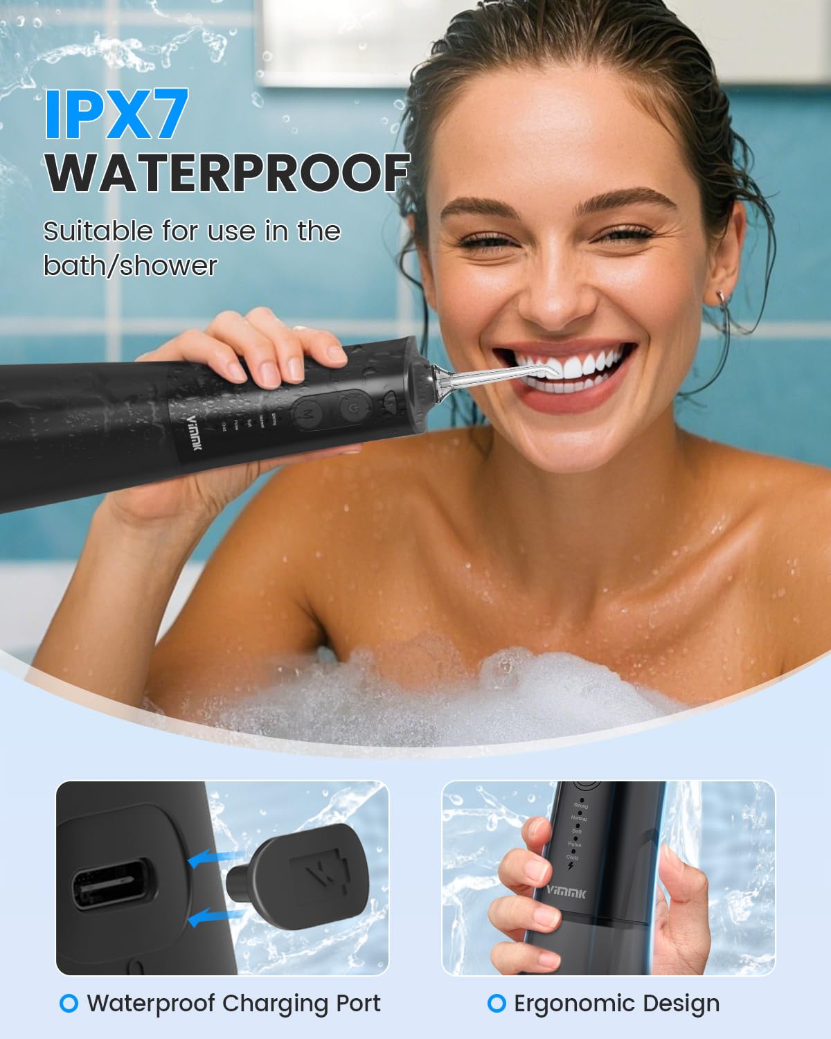 VIMMK Water Flosser cordless design reducing countertop clutter