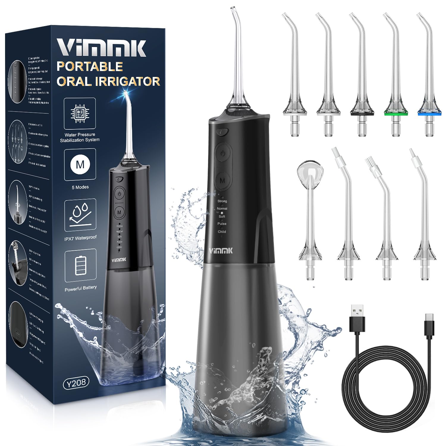 VIMMK Water Flosser front view shows portable cordless design for home use