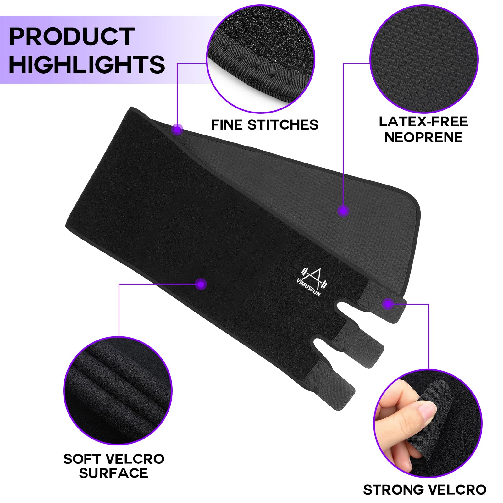 VIMUSFUN Waist Trimmer Belt offers back support during training sessions.