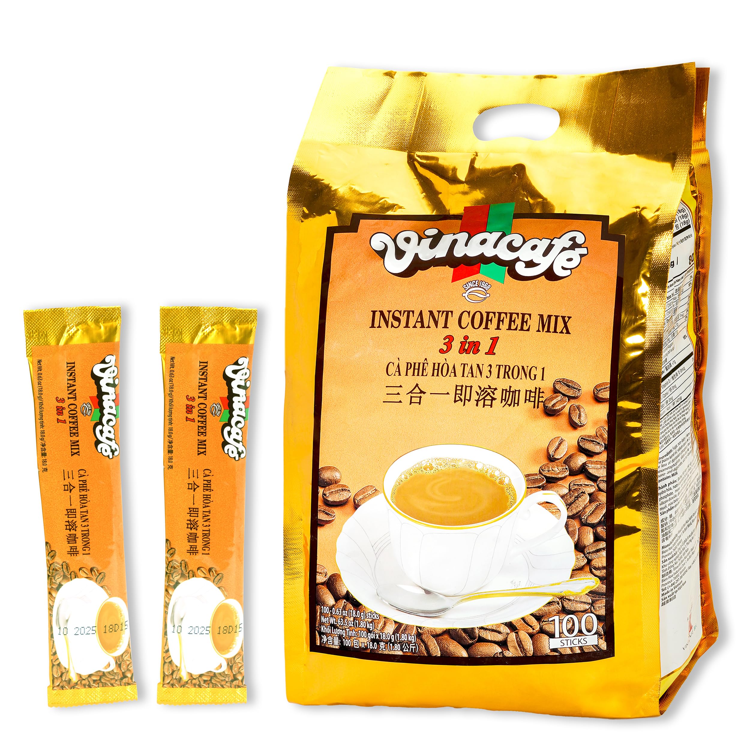 Vinacafe 3-in-1 sticks pack for quick office or travel brews