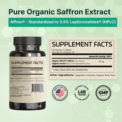 VINATURA Affron Organic Saffron Extract bottle highlights standardized potency