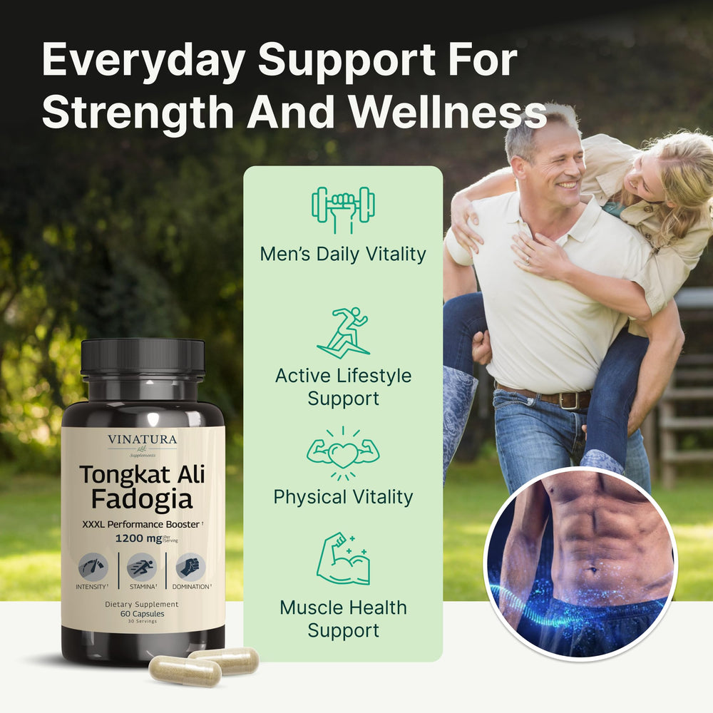 VINATURA capsules in bottle for convenient daily energy support.