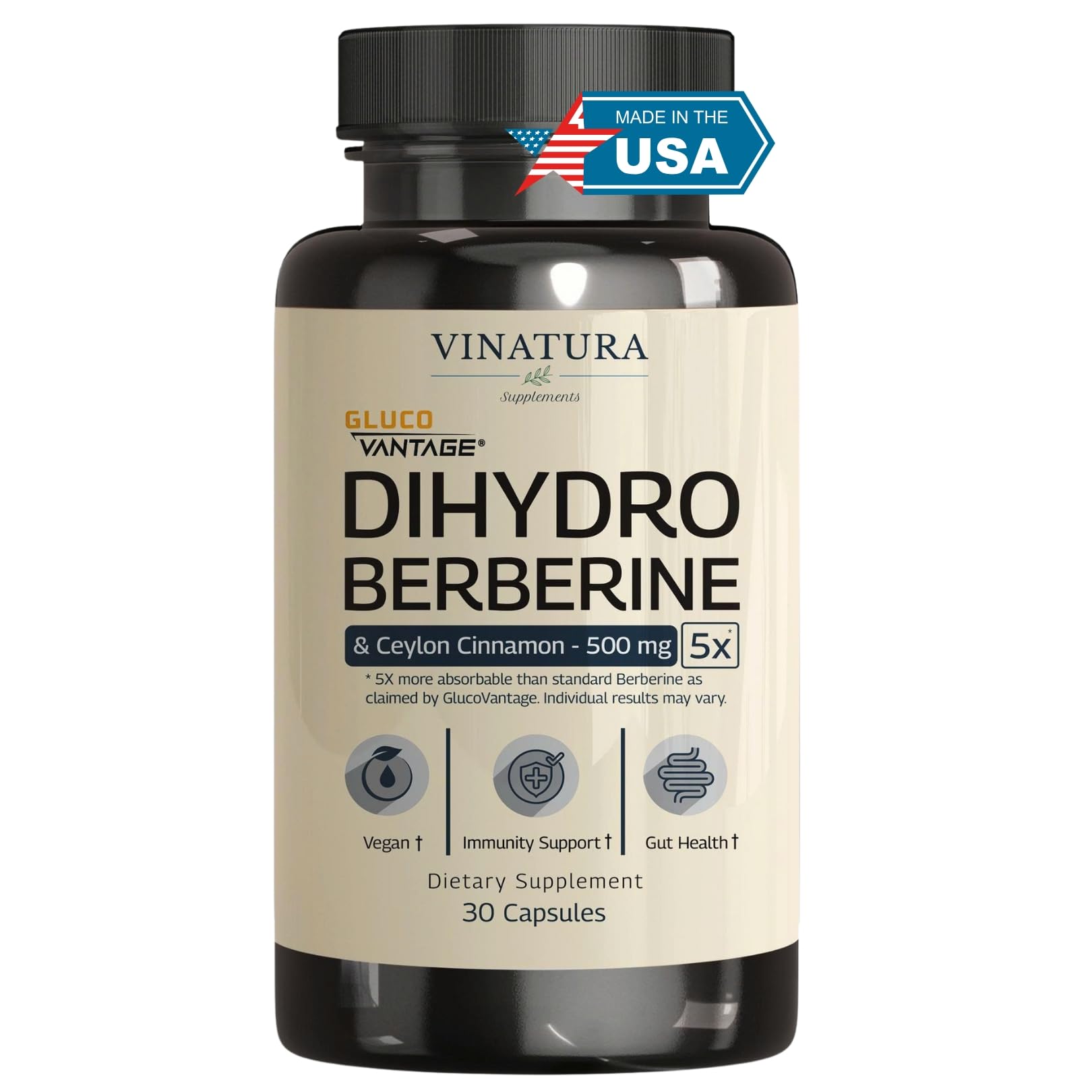 VINATURA Dihydroberberine bottle for easy daily use supporting metabolic function