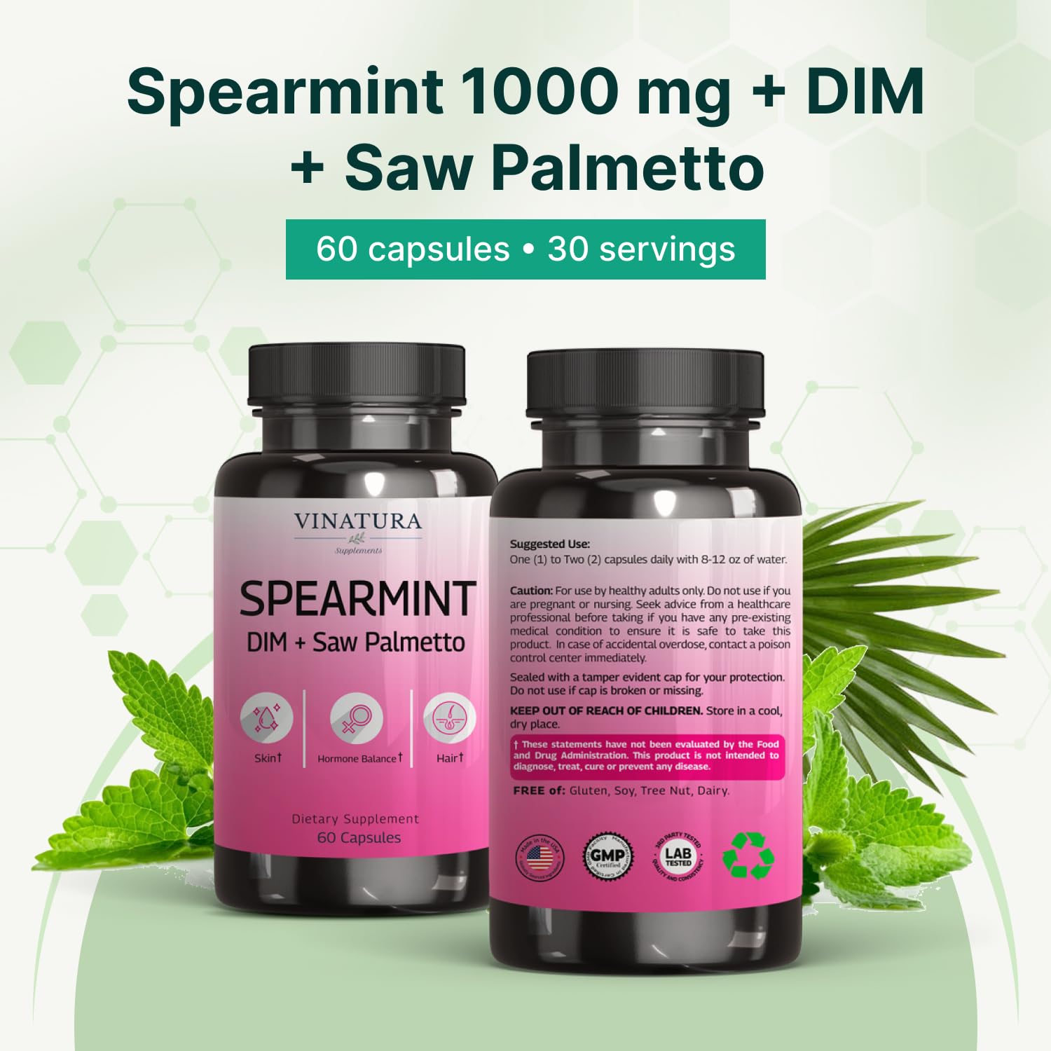 VINATURA Spearmint Leaf Capsules on a pantry shelf, ready for everyday use