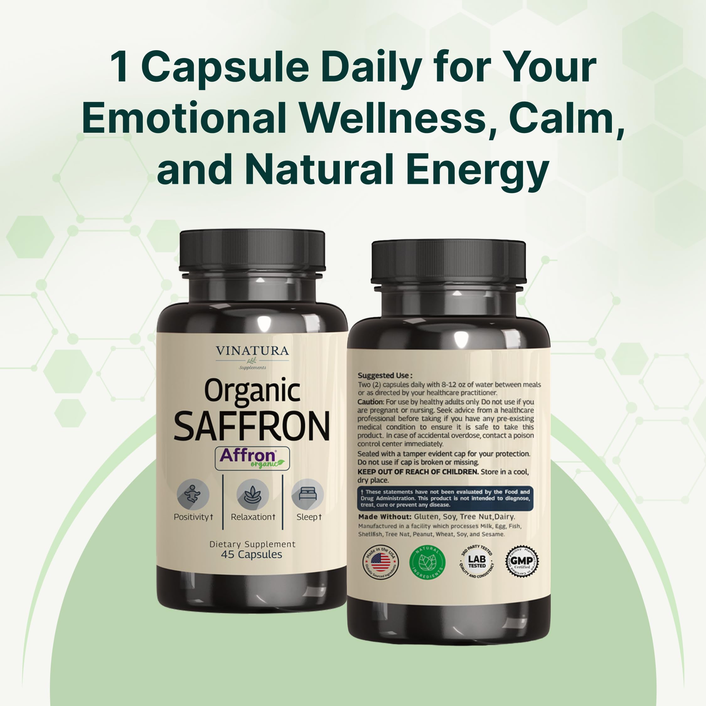 VINATURA saffron capsules supporting daily relaxation and balance