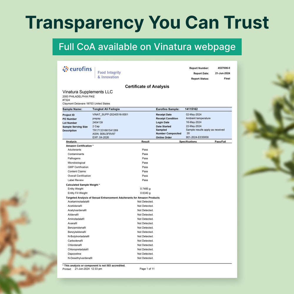 VINATURA third-party tested seal indicates safety and purity.