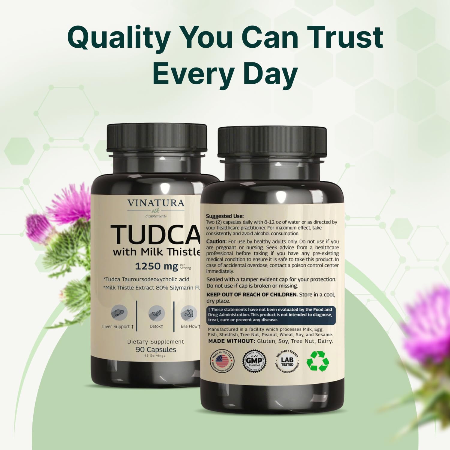 VINATURA TudCA Milk Thistle packaging ready for shelf storage